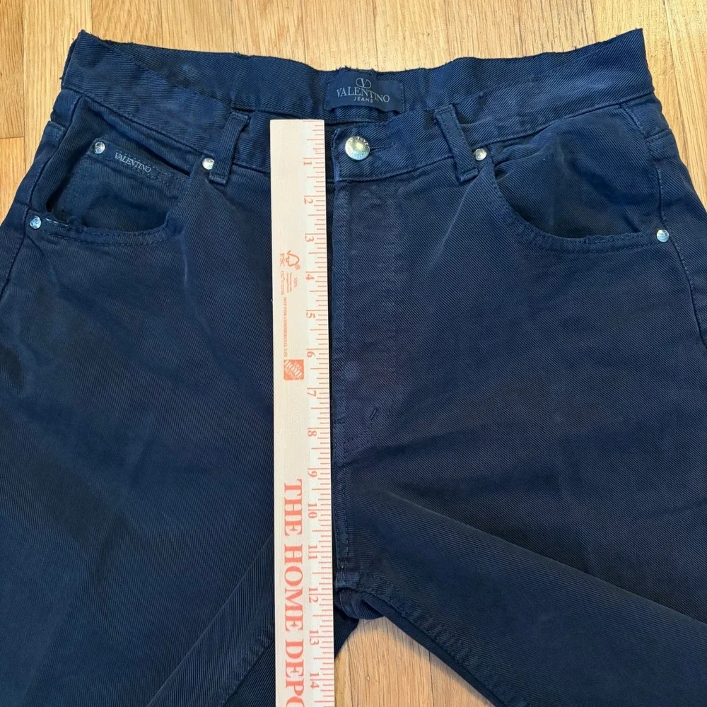 Valentino Jeans Vintage Straight Leg Mens 34 Navy Blue Distressed Made In Italy